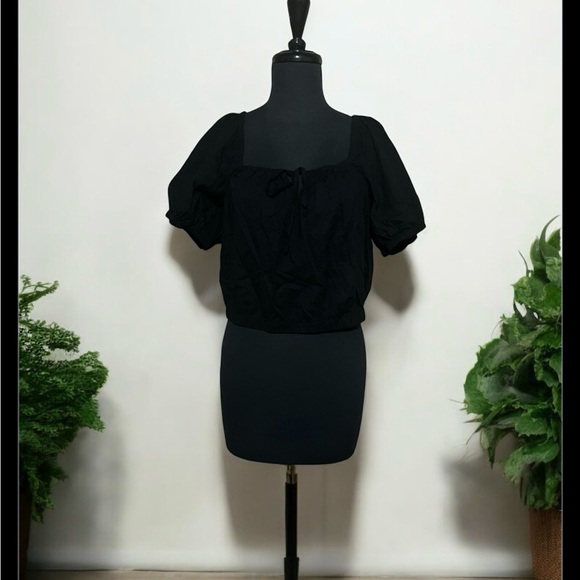 Universal Thread Tops - Universal Thread Black Puff Sleeve Blouse